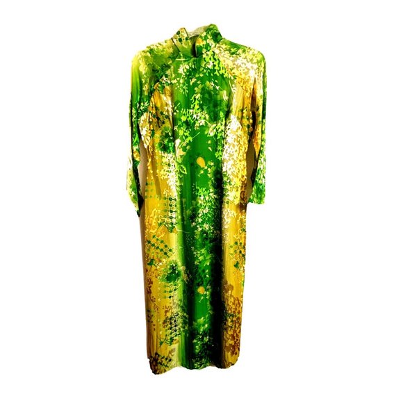 Asian Chinese Sequined Sheer Floral Long Maxi Cocktail Dress Size S - Picture 2 of 16